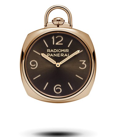 PANERAI POCKET WATCH 3 DAYS ORO ROSSO PAM00447 • Карманные часы, ручной завод P.3001/10 , красное золото, 50 мм, запас хода – 3 дня, циферблат коричневого цвета, сапфировое стекло, 50 м, цепочка из красного золота