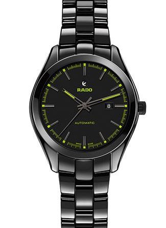 RADO HYPERCHROME COURT COLLECTION AUTOMATIC Женские часы, полированная высокотехнологичная керамика, 36 мм. Указатели и стрелки часов выполнены синего, оранжевого или зеленого цвета, олицетворяющих твердое, грунтовое и травяное покрытия теннисных кортов.