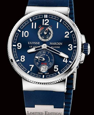 Ulysse Nardin Marine Chronometer Manufacture Dragon Limited Edition Артикул. 1183-126LE-3/63 Лимитированная серия 30 экз. Механизм: UN-118, 13 ¾, запас хода – 60 ч/автоподзавод Функции: хронометр/запас хода/малые секунды/дата Корпус: 43 мм, титан+нержавеющая сталь/сапфировое стекло с антибликовым покрытием/прозрачная задняя крышка Водонепроницаемость: 100 м Ремешок: каучуковый