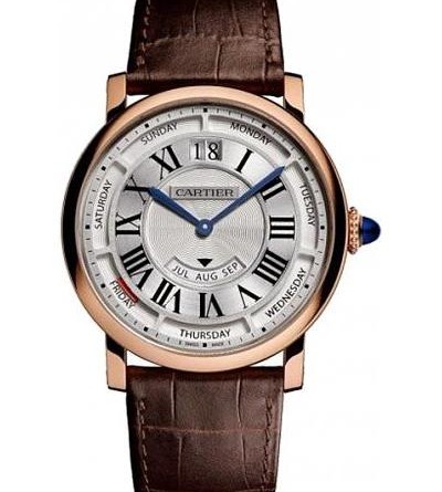 ЧАСЫ ROTONDE DE CARTIER С ГОДОВЫМ КАЛЕНДАРЕМ. 40 мм, механизм с автоматическим подзаводом, розовое золото, кожа аллигатора. APT: WHRO0002