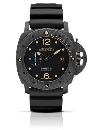 LUMINOR SUBMERSIBLE 1950 CARBOTECH ™ 3 DAYS AUTOMATIC - 47MM. PAM00616. Автоподзавод, дата, малые секунды, расчет времени погружения, carbotech (композит на основе углеволокна), титан, водонепроницаемость 300 м