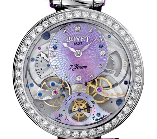 Bovet Fleurier Amadeo Fleurier 39 Lady Bovet: часы- трансформер, 18К белое золото/ бриллианты, ручной завод, переворачивающийся корпус, 2 циферблата: перламутр/эмалевая миниатюра, 39 мм, запас хода - 7 дней
