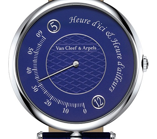 Van Cleef & Arpels Pierre Arpels Heure d’ici & Heure d’ailleurs Only Watch: 18К белое золото, автоподзавод, запас хода – 48 часов, «прыгающие» часы и ретроградные минуты. Уникальные пикейный декор циферблата.
